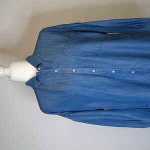 Lou & Grey High-Low Denim Tunic Midi-Dress, Size XS